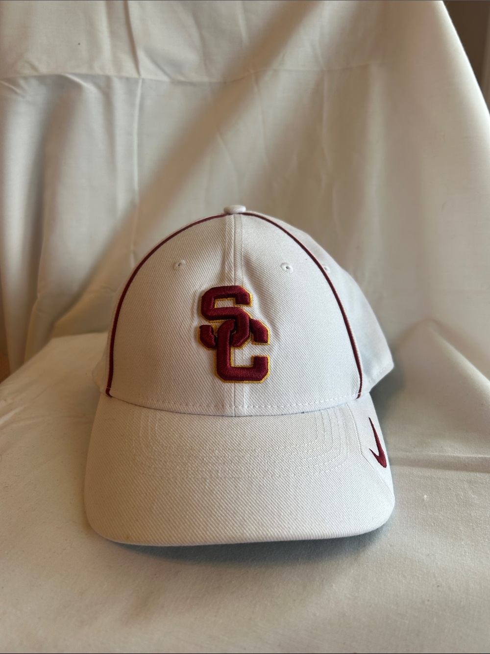 Nike White Baseball Cap with Garnet & Gold USC SC Logo